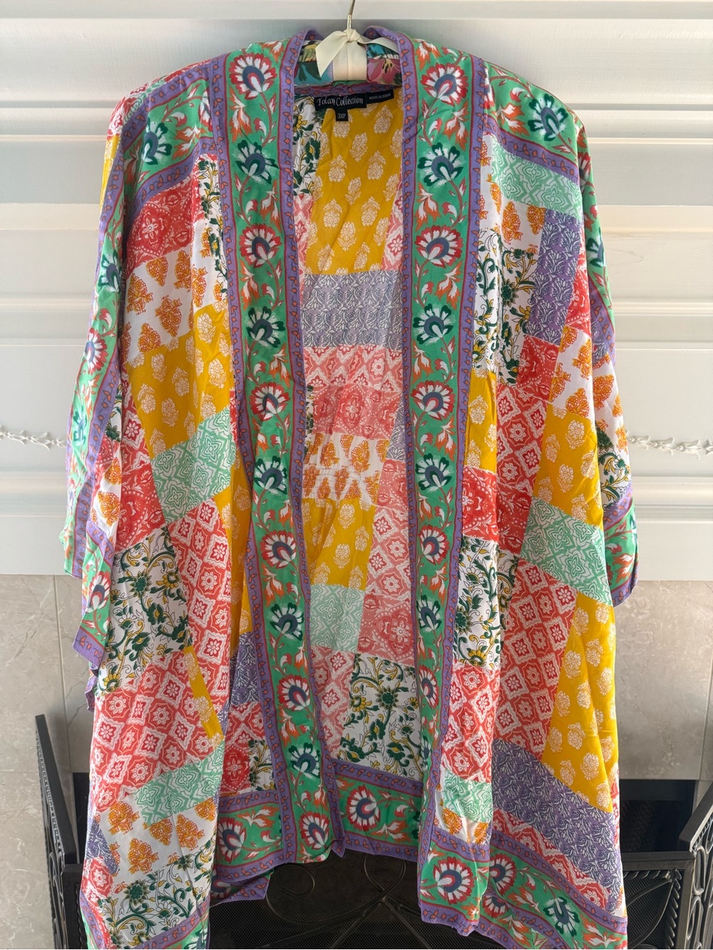 Tolani Collection Multi-Color Patchwork Printed Poncho/Kimono/ 3XP- Like new